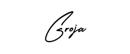 Create an unforgettable impression when signing with Groja name styled in AmerikaSignatureDemo-Regular typography. 100% free online generator. Groja signature style 3 images and pictures png