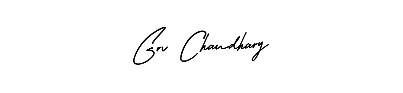 You should practise on your own different ways (AmerikaSignatureDemo-Regular) to write your name (Grv Chaudhary) in signature. don't let someone else do it for you. Grv Chaudhary signature style 3 images and pictures png