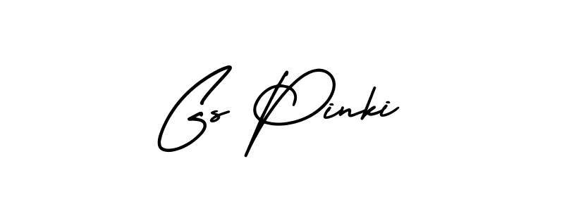 You should practise on your own different ways (AmerikaSignatureDemo-Regular) to write your name (Gs Pinki) in signature. don't let someone else do it for you. Gs Pinki signature style 3 images and pictures png