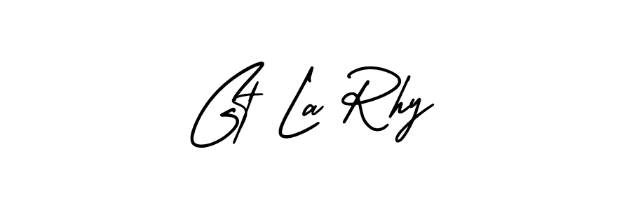 How to make Gt La Rhy name signature. Use AmerikaSignatureDemo-Regular style for creating short signs online. This is the latest handwritten sign. Gt La Rhy signature style 3 images and pictures png