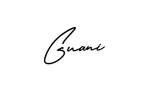 The best way (AmerikaSignatureDemo-Regular) to make a short signature is to pick only two or three words in your name. The name Guani include a total of six letters. For converting this name. Guani signature style 3 images and pictures png