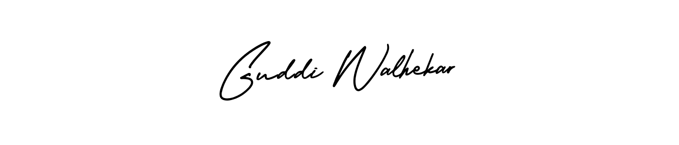 You should practise on your own different ways (AmerikaSignatureDemo-Regular) to write your name (Guddi Walhekar) in signature. don't let someone else do it for you. Guddi Walhekar signature style 3 images and pictures png