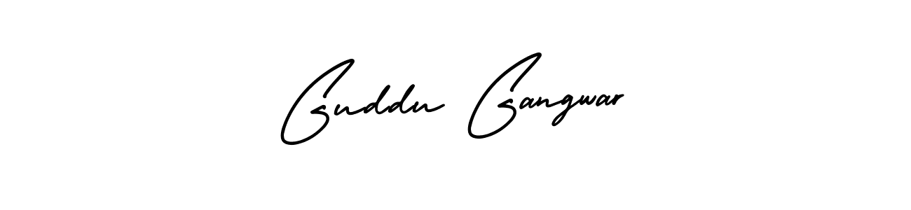 The best way (AmerikaSignatureDemo-Regular) to make a short signature is to pick only two or three words in your name. The name Guddu Gangwar include a total of six letters. For converting this name. Guddu Gangwar signature style 3 images and pictures png