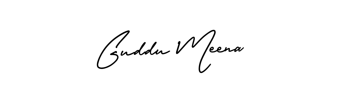 You should practise on your own different ways (AmerikaSignatureDemo-Regular) to write your name (Guddu Meena) in signature. don't let someone else do it for you. Guddu Meena signature style 3 images and pictures png