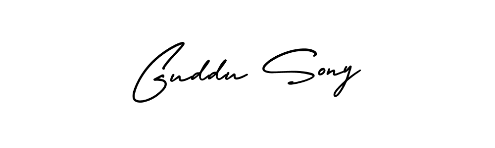 How to make Guddu Sony name signature. Use AmerikaSignatureDemo-Regular style for creating short signs online. This is the latest handwritten sign. Guddu Sony signature style 3 images and pictures png