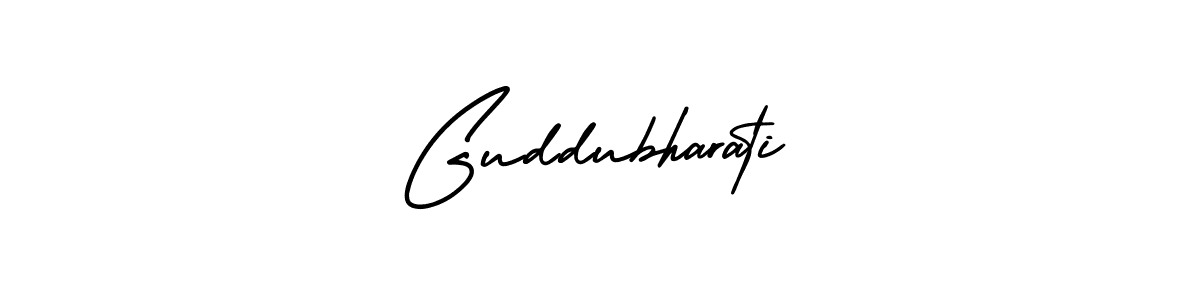 You should practise on your own different ways (AmerikaSignatureDemo-Regular) to write your name (Guddubharati) in signature. don't let someone else do it for you. Guddubharati signature style 3 images and pictures png