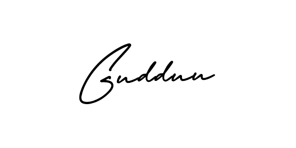 Use a signature maker to create a handwritten signature online. With this signature software, you can design (AmerikaSignatureDemo-Regular) your own signature for name Gudduu. Gudduu signature style 3 images and pictures png