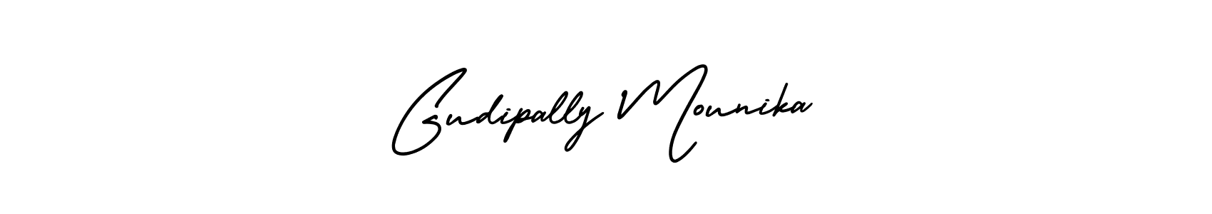 How to make Gudipally Mounika name signature. Use AmerikaSignatureDemo-Regular style for creating short signs online. This is the latest handwritten sign. Gudipally Mounika signature style 3 images and pictures png