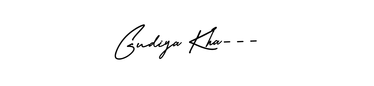 The best way (AmerikaSignatureDemo-Regular) to make a short signature is to pick only two or three words in your name. The name Gudiya Kha--- include a total of six letters. For converting this name. Gudiya Kha--- signature style 3 images and pictures png