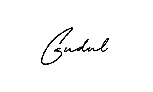 How to make Gudul name signature. Use AmerikaSignatureDemo-Regular style for creating short signs online. This is the latest handwritten sign. Gudul signature style 3 images and pictures png