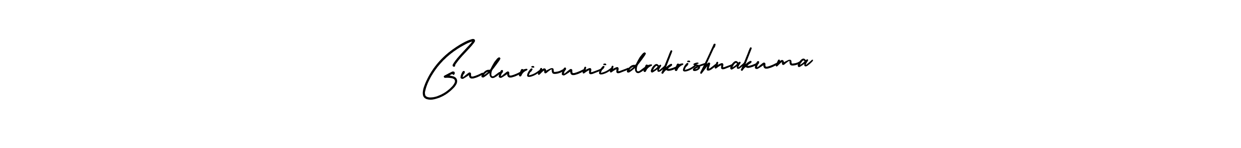 The best way (AmerikaSignatureDemo-Regular) to make a short signature is to pick only two or three words in your name. The name Gudurimunindrakrishnakuma include a total of six letters. For converting this name. Gudurimunindrakrishnakuma signature style 3 images and pictures png