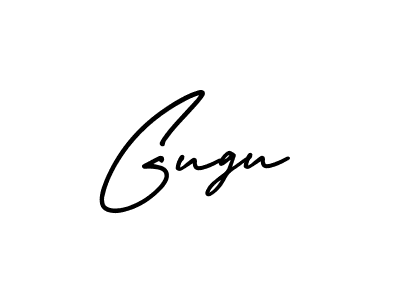How to make Gugu name signature. Use AmerikaSignatureDemo-Regular style for creating short signs online. This is the latest handwritten sign. Gugu signature style 3 images and pictures png