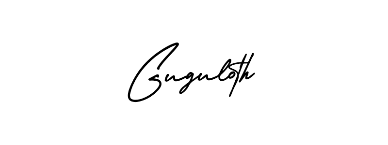 You should practise on your own different ways (AmerikaSignatureDemo-Regular) to write your name (Guguloth) in signature. don't let someone else do it for you. Guguloth signature style 3 images and pictures png