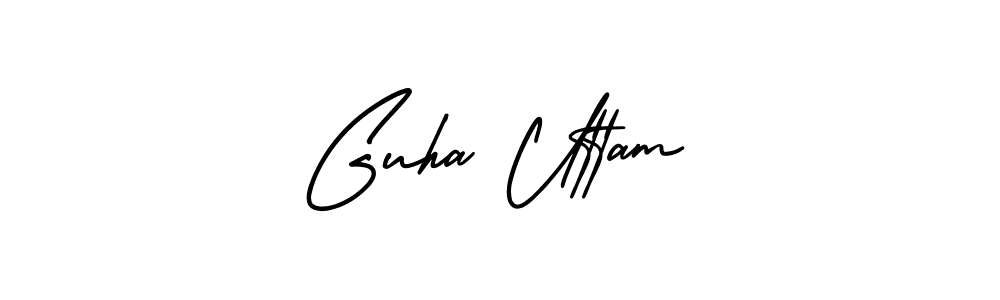 How to make Guha Uttam signature? AmerikaSignatureDemo-Regular is a professional autograph style. Create handwritten signature for Guha Uttam name. Guha Uttam signature style 3 images and pictures png