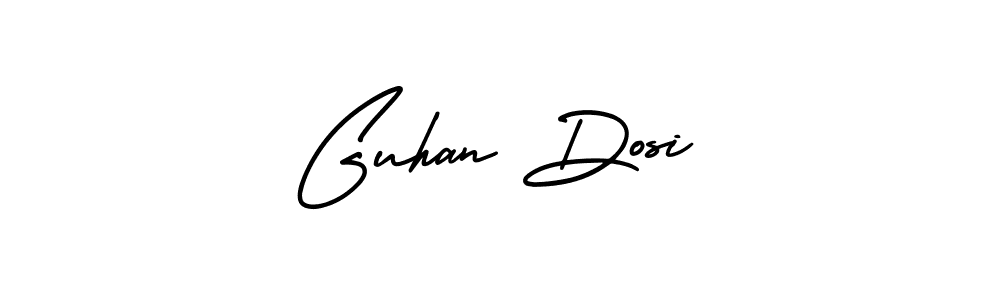 The best way (AmerikaSignatureDemo-Regular) to make a short signature is to pick only two or three words in your name. The name Guhan Dosi include a total of six letters. For converting this name. Guhan Dosi signature style 3 images and pictures png