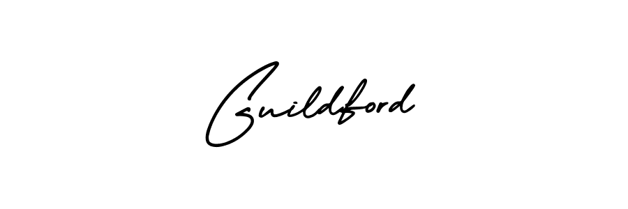 You should practise on your own different ways (AmerikaSignatureDemo-Regular) to write your name (Guildford) in signature. don't let someone else do it for you. Guildford signature style 3 images and pictures png