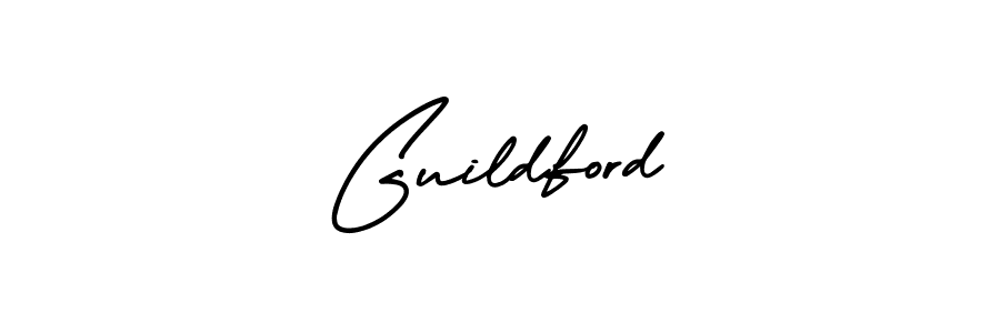 You should practise on your own different ways (AmerikaSignatureDemo-Regular) to write your name (Guildford) in signature. don't let someone else do it for you. Guildford signature style 3 images and pictures png