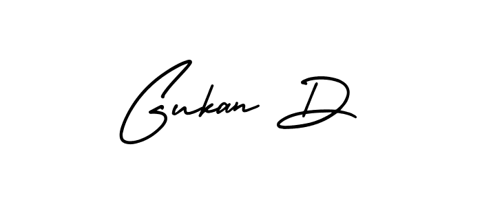 Make a beautiful signature design for name Gukan D. With this signature (AmerikaSignatureDemo-Regular) style, you can create a handwritten signature for free. Gukan D signature style 3 images and pictures png