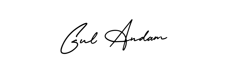 How to Draw Gul Andam signature style? AmerikaSignatureDemo-Regular is a latest design signature styles for name Gul Andam. Gul Andam signature style 3 images and pictures png