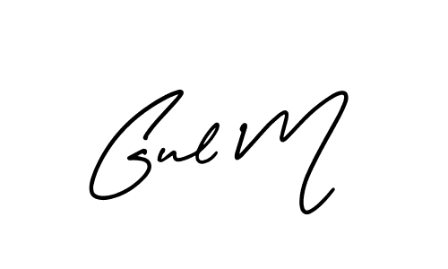 Gul M stylish signature style. Best Handwritten Sign (AmerikaSignatureDemo-Regular) for my name. Handwritten Signature Collection Ideas for my name Gul M. Gul M signature style 3 images and pictures png