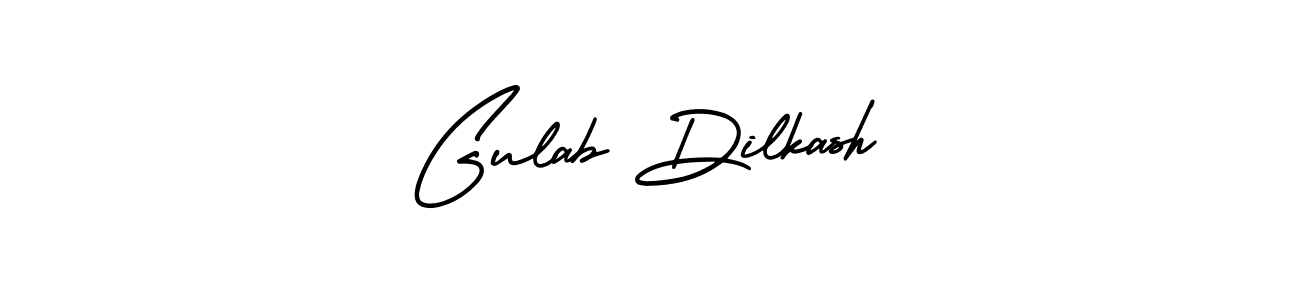 It looks lik you need a new signature style for name Gulab Dilkash. Design unique handwritten (AmerikaSignatureDemo-Regular) signature with our free signature maker in just a few clicks. Gulab Dilkash signature style 3 images and pictures png