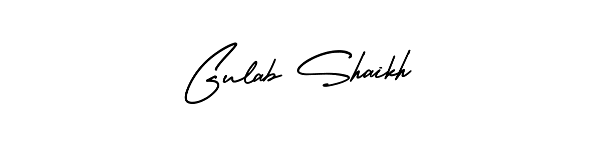 You should practise on your own different ways (AmerikaSignatureDemo-Regular) to write your name (Gulab Shaikh) in signature. don't let someone else do it for you. Gulab Shaikh signature style 3 images and pictures png