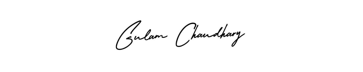 The best way (AmerikaSignatureDemo-Regular) to make a short signature is to pick only two or three words in your name. The name Gulam Chaudhary include a total of six letters. For converting this name. Gulam Chaudhary signature style 3 images and pictures png