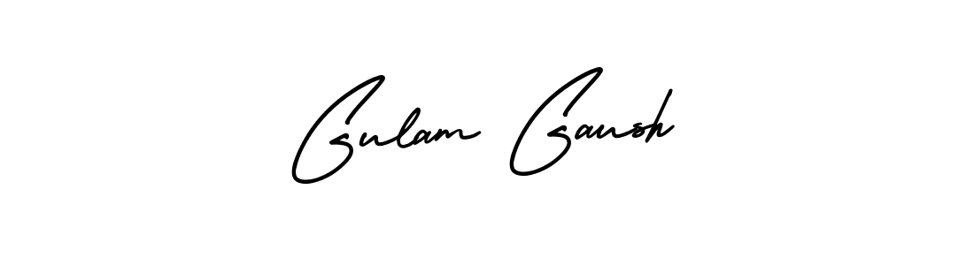The best way (AmerikaSignatureDemo-Regular) to make a short signature is to pick only two or three words in your name. The name Gulam Gaush include a total of six letters. For converting this name. Gulam Gaush signature style 3 images and pictures png