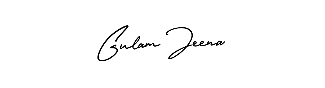 The best way (AmerikaSignatureDemo-Regular) to make a short signature is to pick only two or three words in your name. The name Gulam Jeena include a total of six letters. For converting this name. Gulam Jeena signature style 3 images and pictures png