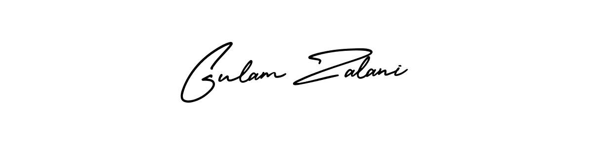 The best way (AmerikaSignatureDemo-Regular) to make a short signature is to pick only two or three words in your name. The name Gulam Zalani include a total of six letters. For converting this name. Gulam Zalani signature style 3 images and pictures png