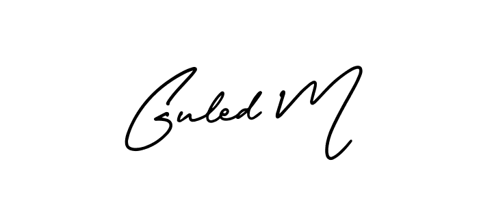 Design your own signature with our free online signature maker. With this signature software, you can create a handwritten (AmerikaSignatureDemo-Regular) signature for name Guled M. Guled M signature style 3 images and pictures png