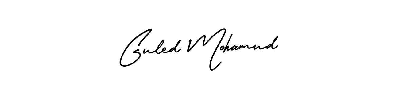 Also You can easily find your signature by using the search form. We will create Guled Mohamud name handwritten signature images for you free of cost using AmerikaSignatureDemo-Regular sign style. Guled Mohamud signature style 3 images and pictures png
