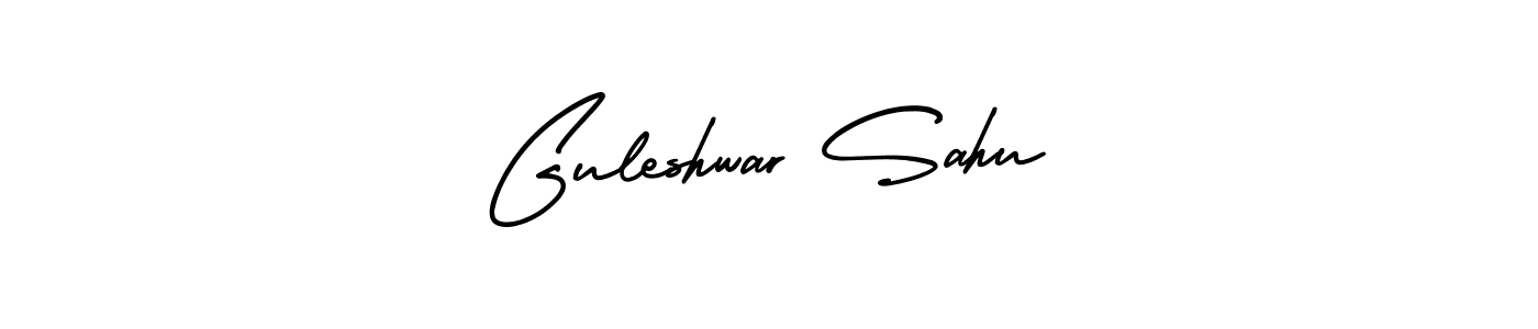 The best way (AmerikaSignatureDemo-Regular) to make a short signature is to pick only two or three words in your name. The name Guleshwar Sahu include a total of six letters. For converting this name. Guleshwar Sahu signature style 3 images and pictures png
