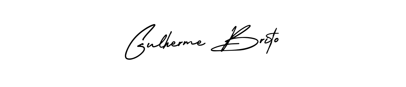 It looks lik you need a new signature style for name Gulherme Brito. Design unique handwritten (AmerikaSignatureDemo-Regular) signature with our free signature maker in just a few clicks. Gulherme Brito signature style 3 images and pictures png