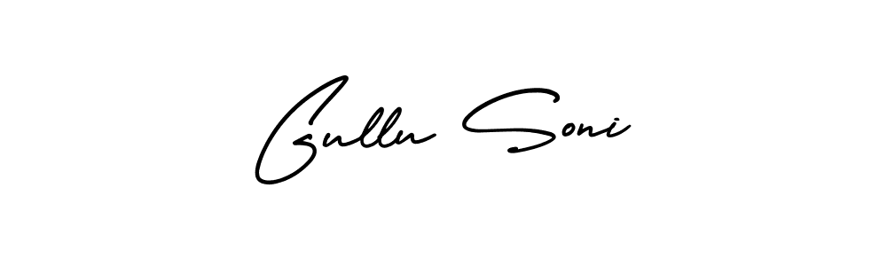 This is the best signature style for the Gullu Soni name. Also you like these signature font (AmerikaSignatureDemo-Regular). Mix name signature. Gullu Soni signature style 3 images and pictures png