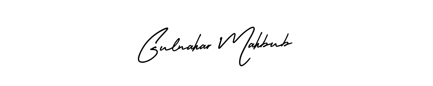How to make Gulnahar Mahbub name signature. Use AmerikaSignatureDemo-Regular style for creating short signs online. This is the latest handwritten sign. Gulnahar Mahbub signature style 3 images and pictures png