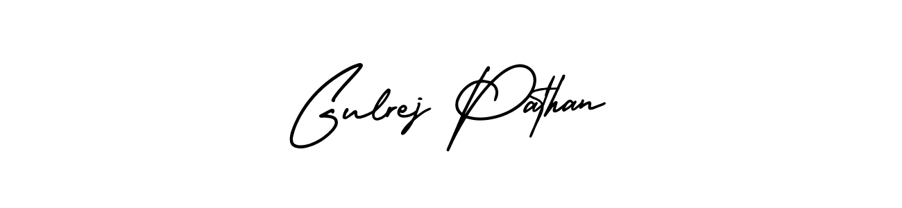 The best way (AmerikaSignatureDemo-Regular) to make a short signature is to pick only two or three words in your name. The name Gulrej Pathan include a total of six letters. For converting this name. Gulrej Pathan signature style 3 images and pictures png