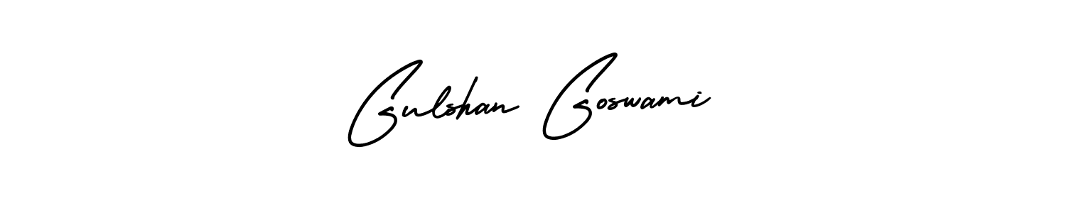 You should practise on your own different ways (AmerikaSignatureDemo-Regular) to write your name (Gulshan Goswami) in signature. don't let someone else do it for you. Gulshan Goswami signature style 3 images and pictures png