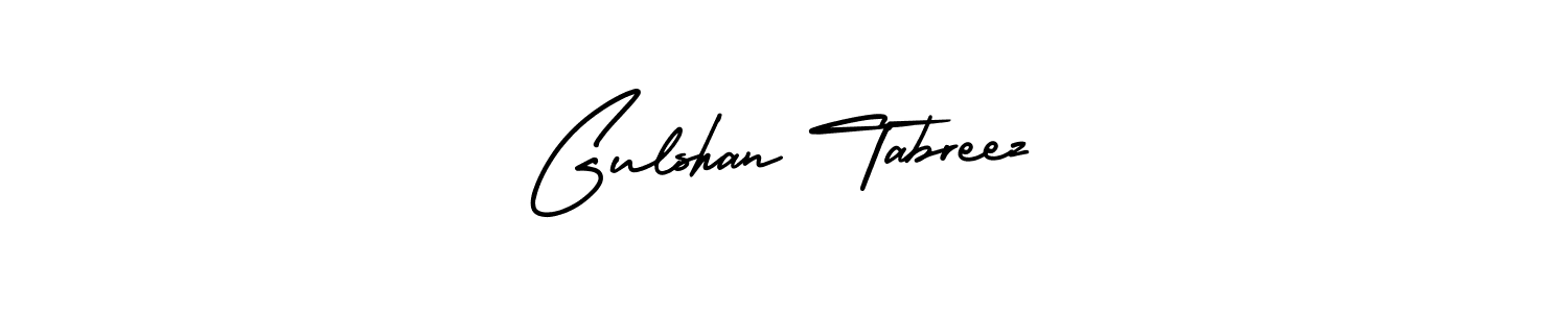 The best way (AmerikaSignatureDemo-Regular) to make a short signature is to pick only two or three words in your name. The name Gulshan Tabreez include a total of six letters. For converting this name. Gulshan Tabreez signature style 3 images and pictures png