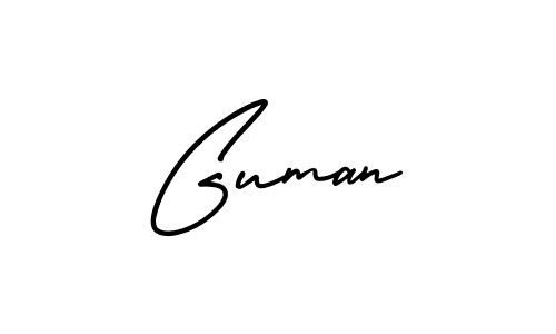 Make a beautiful signature design for name Guman. With this signature (AmerikaSignatureDemo-Regular) style, you can create a handwritten signature for free. Guman signature style 3 images and pictures png