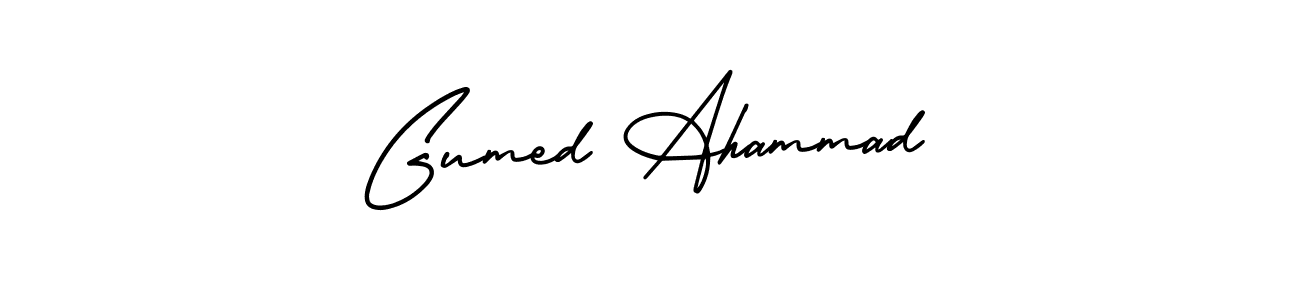 if you are searching for the best signature style for your name Gumed Ahammad. so please give up your signature search. here we have designed multiple signature styles  using AmerikaSignatureDemo-Regular. Gumed Ahammad signature style 3 images and pictures png