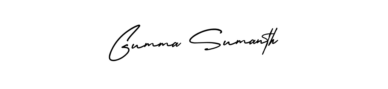 How to make Gumma Sumanth signature? AmerikaSignatureDemo-Regular is a professional autograph style. Create handwritten signature for Gumma Sumanth name. Gumma Sumanth signature style 3 images and pictures png