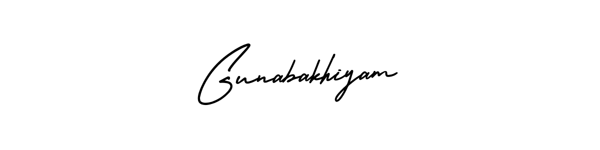 Use a signature maker to create a handwritten signature online. With this signature software, you can design (AmerikaSignatureDemo-Regular) your own signature for name Gunabakhiyam. Gunabakhiyam signature style 3 images and pictures png