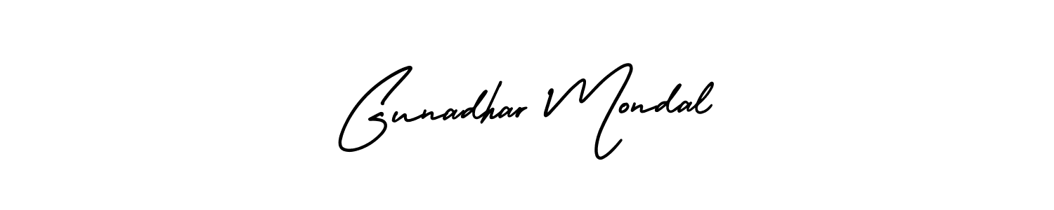 Design your own signature with our free online signature maker. With this signature software, you can create a handwritten (AmerikaSignatureDemo-Regular) signature for name Gunadhar Mondal. Gunadhar Mondal signature style 3 images and pictures png