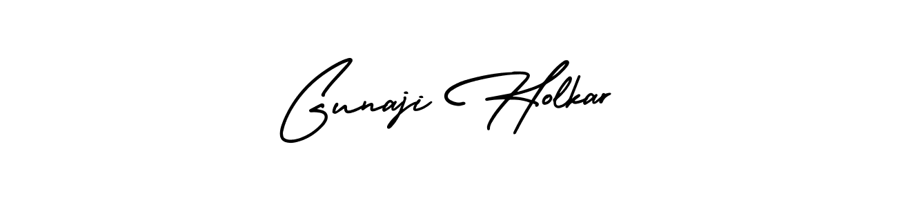 AmerikaSignatureDemo-Regular is a professional signature style that is perfect for those who want to add a touch of class to their signature. It is also a great choice for those who want to make their signature more unique. Get Gunaji Holkar name to fancy signature for free. Gunaji Holkar signature style 3 images and pictures png