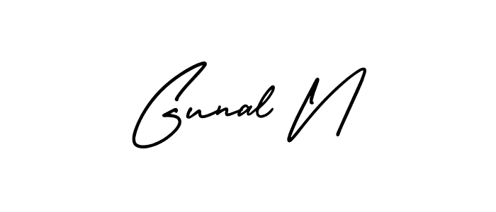You should practise on your own different ways (AmerikaSignatureDemo-Regular) to write your name (Gunal N) in signature. don't let someone else do it for you. Gunal N signature style 3 images and pictures png