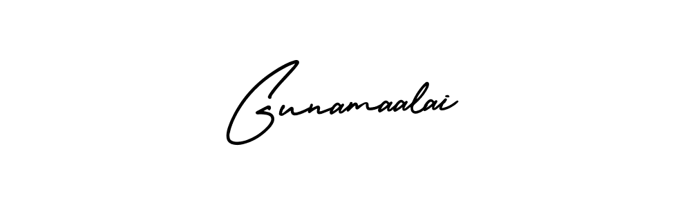 Gunamaalai stylish signature style. Best Handwritten Sign (AmerikaSignatureDemo-Regular) for my name. Handwritten Signature Collection Ideas for my name Gunamaalai. Gunamaalai signature style 3 images and pictures png