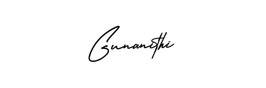 How to make Gunanithi name signature. Use AmerikaSignatureDemo-Regular style for creating short signs online. This is the latest handwritten sign. Gunanithi signature style 3 images and pictures png