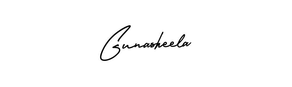 How to make Gunasheela name signature. Use AmerikaSignatureDemo-Regular style for creating short signs online. This is the latest handwritten sign. Gunasheela signature style 3 images and pictures png