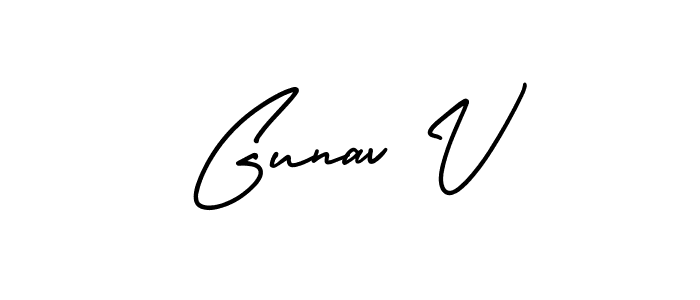 if you are searching for the best signature style for your name Gunav V. so please give up your signature search. here we have designed multiple signature styles  using AmerikaSignatureDemo-Regular. Gunav V signature style 3 images and pictures png